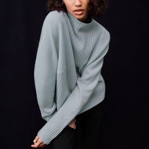 Zara blue cashmere mock neck sweater. Medium